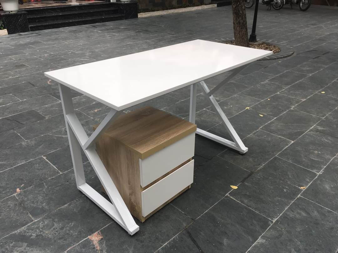 bàn nhân viên chân chữ K kèm học tủ cabin PT03