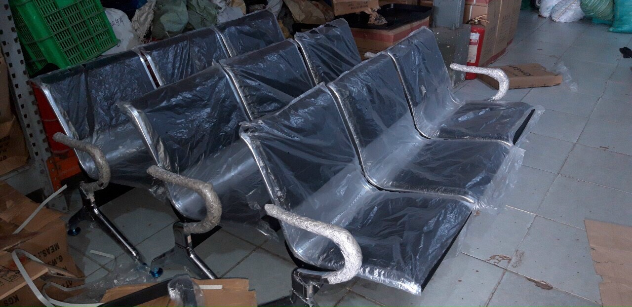 GHẾ BĂNG CHỜ INOX 3 CHỖ BỌC DA PT227