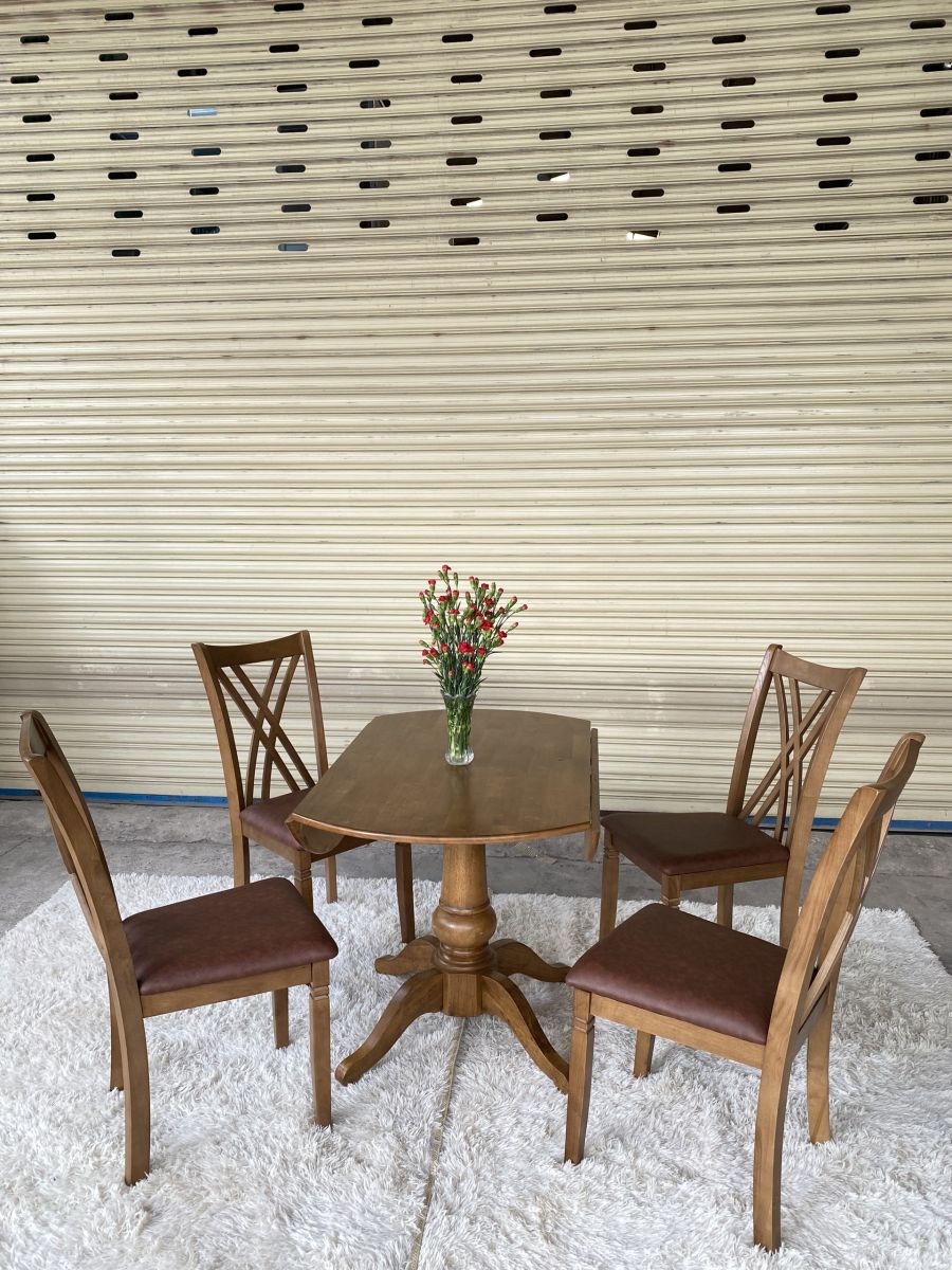 bộ bàn ăn gỗ cao su xếp 3 PT1021